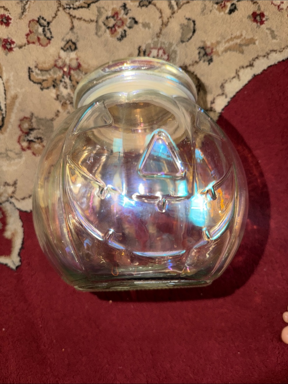 Iridescent Glass Pumpkin Candy Jar - Home Art